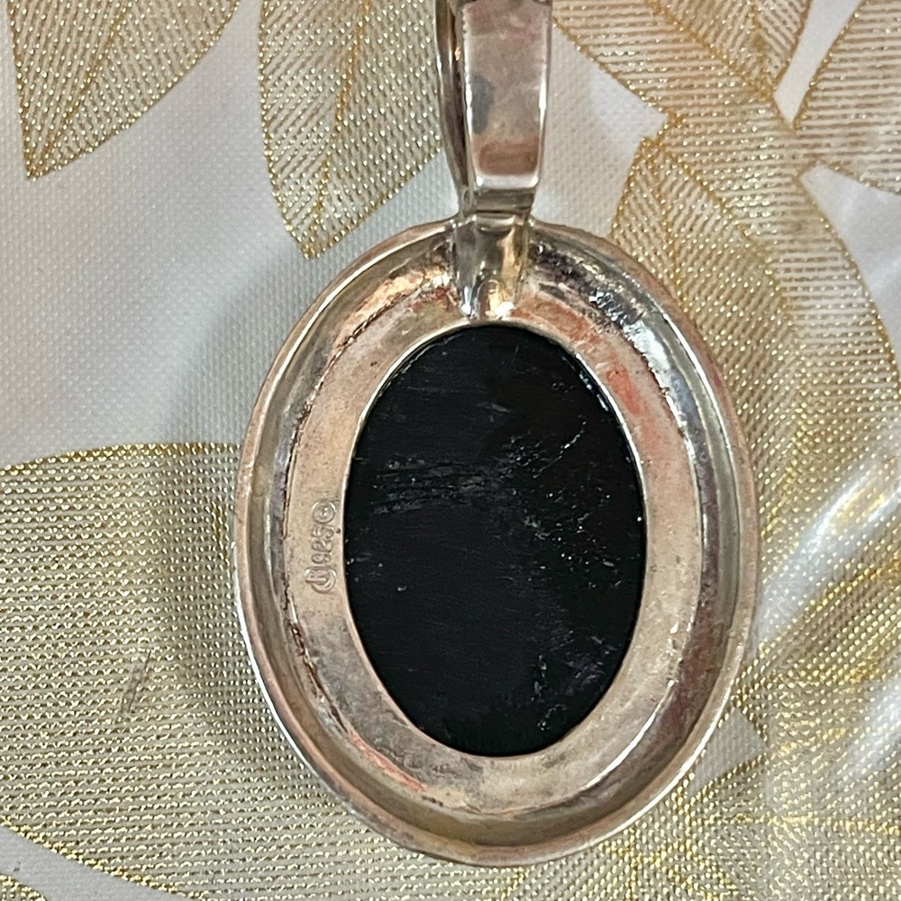 VTG SOUTHWEST Sterling Carolyn
Pollack Relios Inlay Turquoise Enhancer
Pendant - Picture 4 of 8